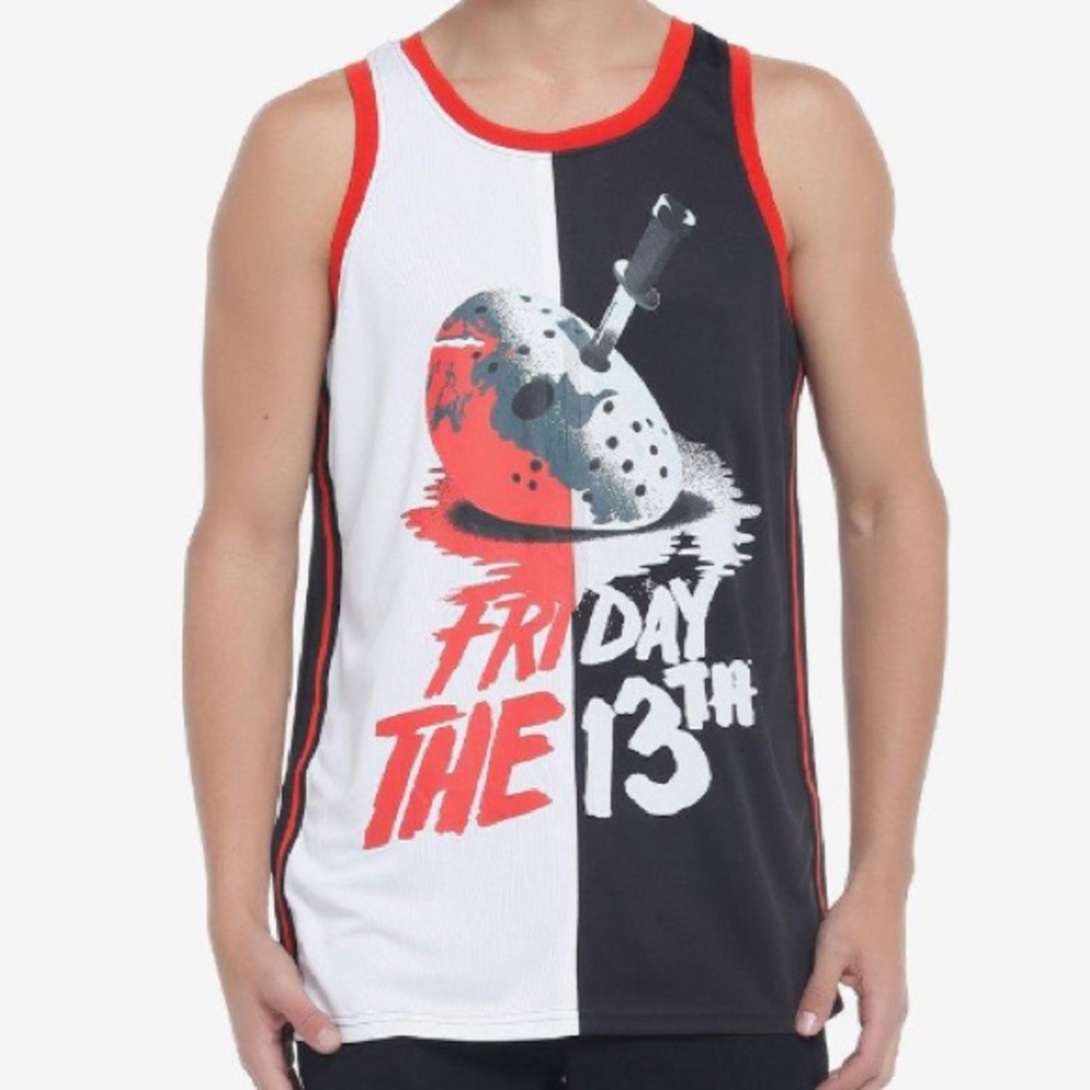 Friday The 13th Jason Voorhees Mask Split Basketball Jersey Tank Top‎ Halloween